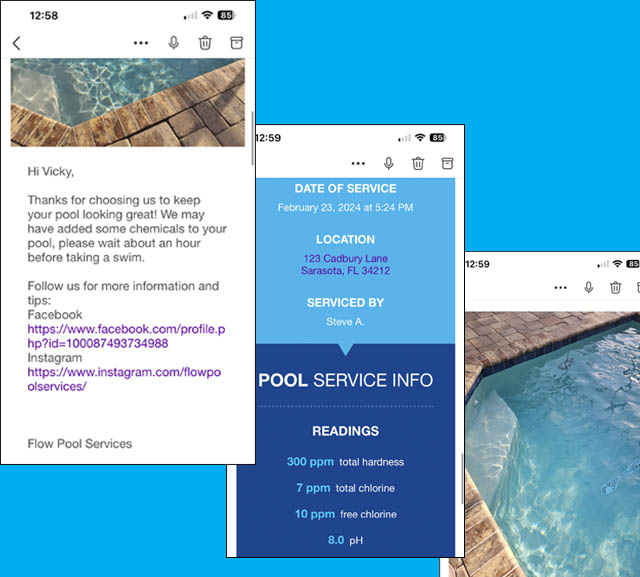 pool service reports from Flow Pool Services